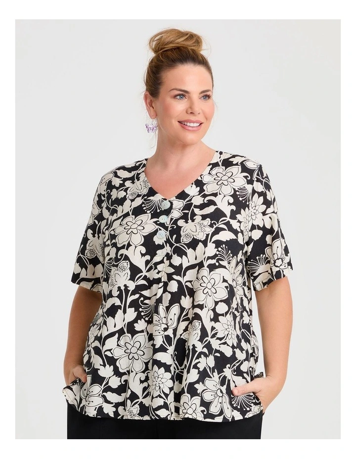 Piia Swing Natural Top Black Print image 1