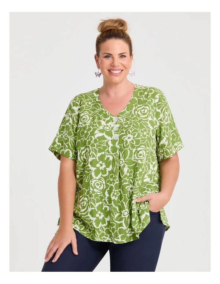 Piia Swing Natural Top Green Print image 1