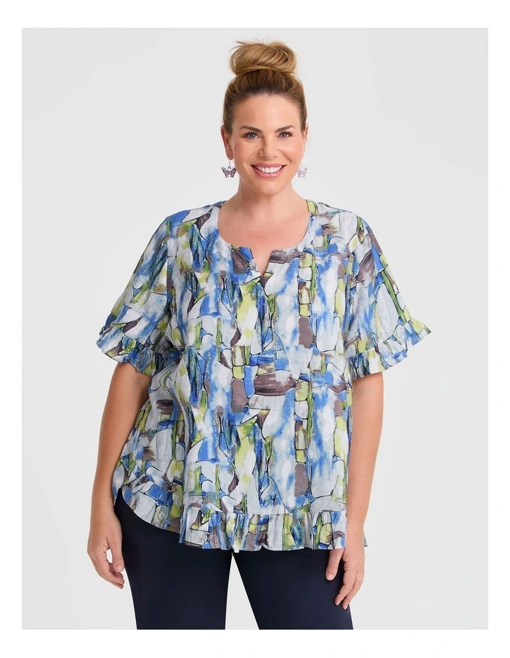 Salsa Ruffle Natural Top Blue Print image 1