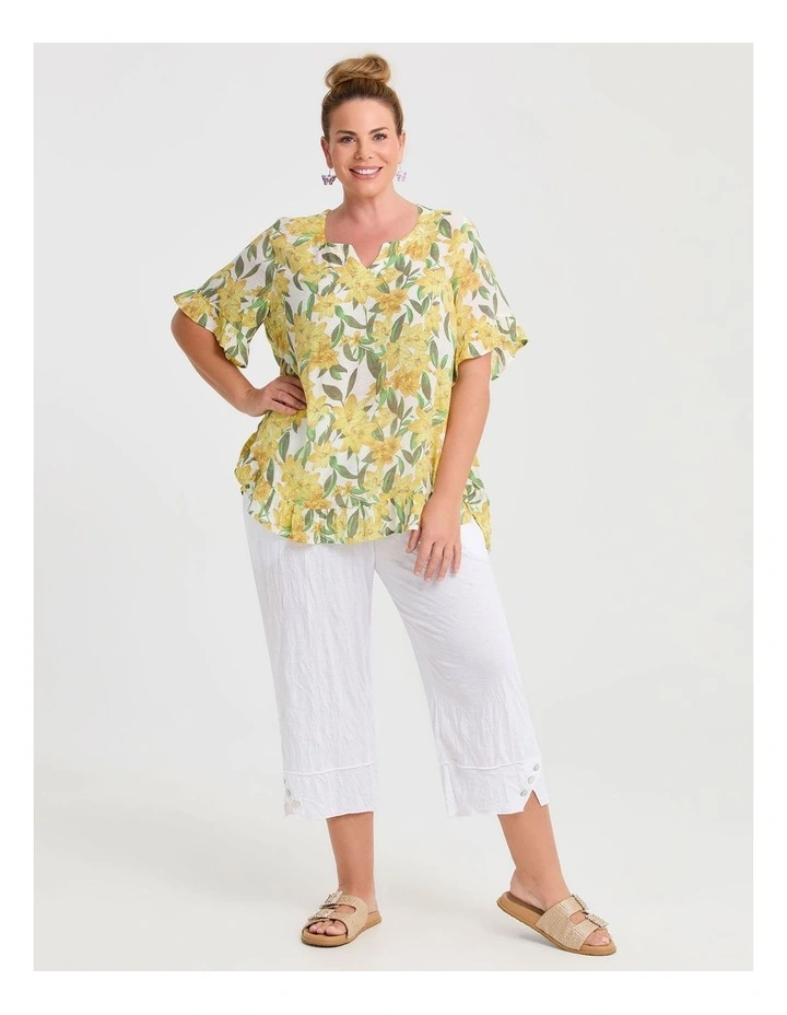 Salsa Ruffle Natural Top Yellow Floral Print image 3