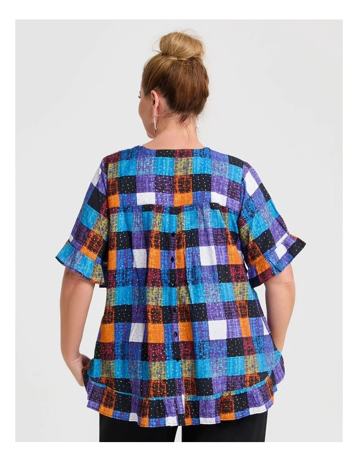 Salsa Ruffle Natural Top Check Print image 2