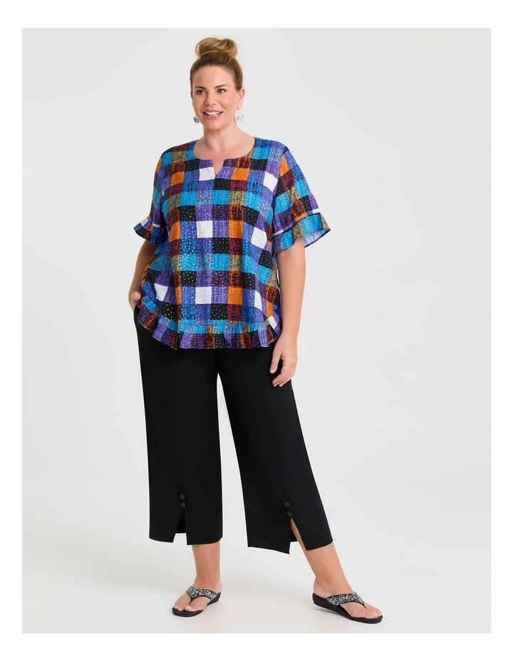 Salsa Ruffle Natural Top Check Print image 3