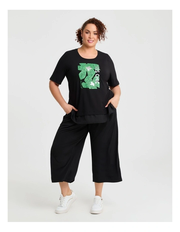 Natural Tres Chic Floral Top Black/green image 3