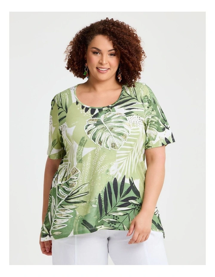 Cotton Blend Palm Top in Multi image 1