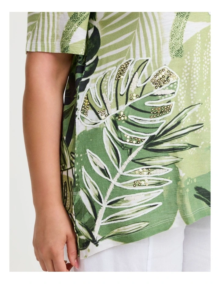 Cotton Blend Palm Top in Multi image 3