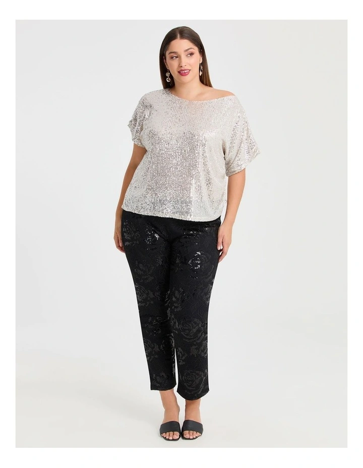 One Shoulder Sequin Party Top Champagne image 4