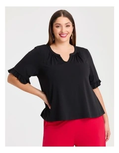 Holly Ruffle Sleeve Party Top Black