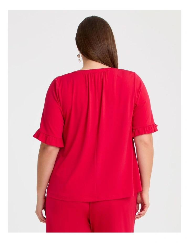 Holly Ruffle Sleeve Party Top Raspberry image 2