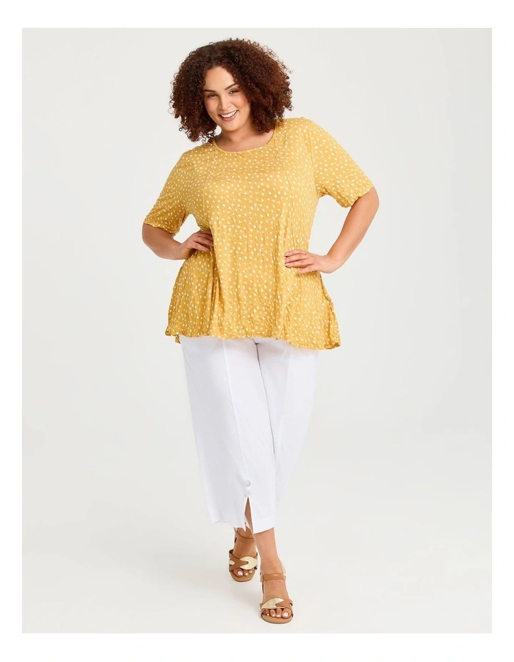 Foil Bamboo Peplum Crush Top in Sunlit Glow Print image 2