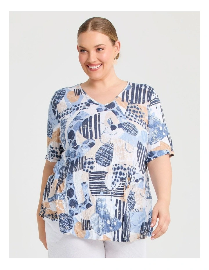 Drift Foil Bamboo Crush Top in Blue Print image 1