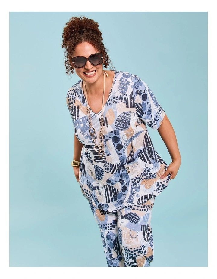 Drift Foil Bamboo Crush Top in Blue Print image 5