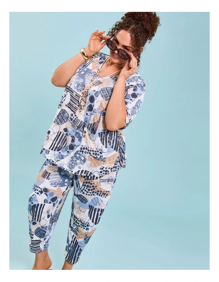 Drift Foil Bamboo Crush Top in Blue Print image 6