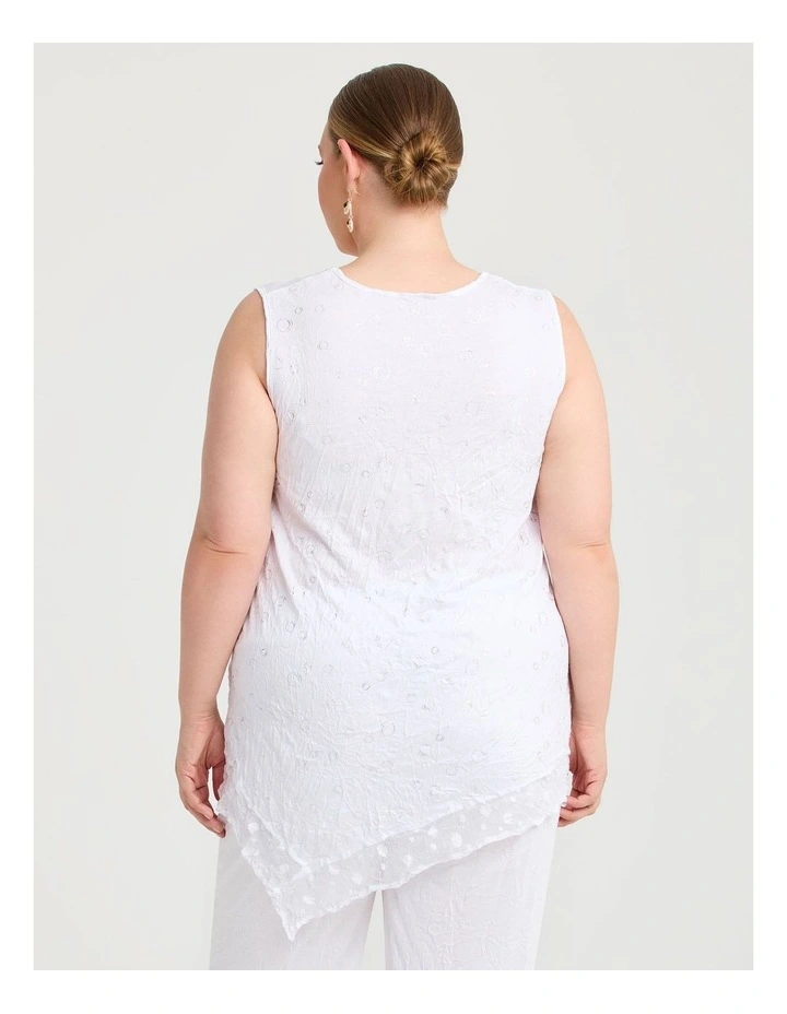 Mesh Trim Bamboo Crush Tank in White image 2