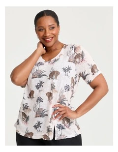 Slub Animal Glam Top Print