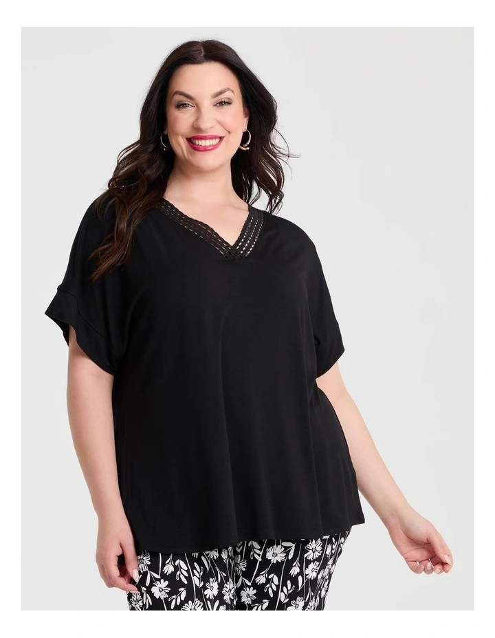 Bamboo Mia Lace Detail Top in Black image 1
