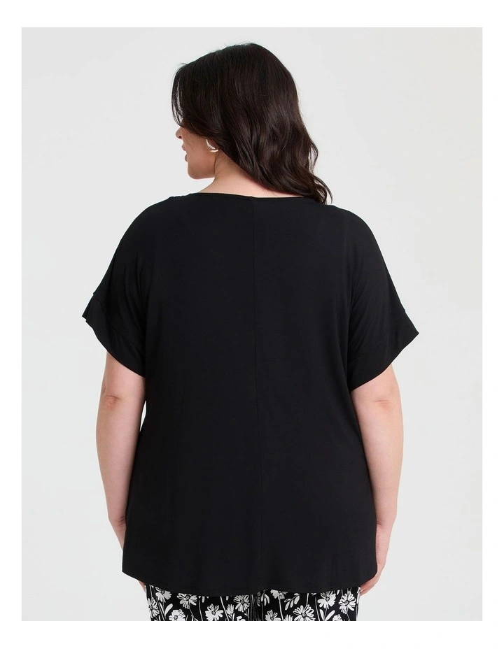 Bamboo Mia Lace Detail Top in Black image 2