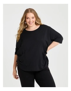 Pima Cotton Traveller Top in Black