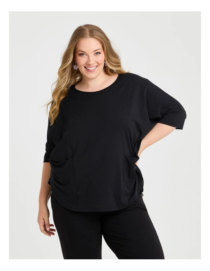 Pima Cotton Traveller Top in Black image 1