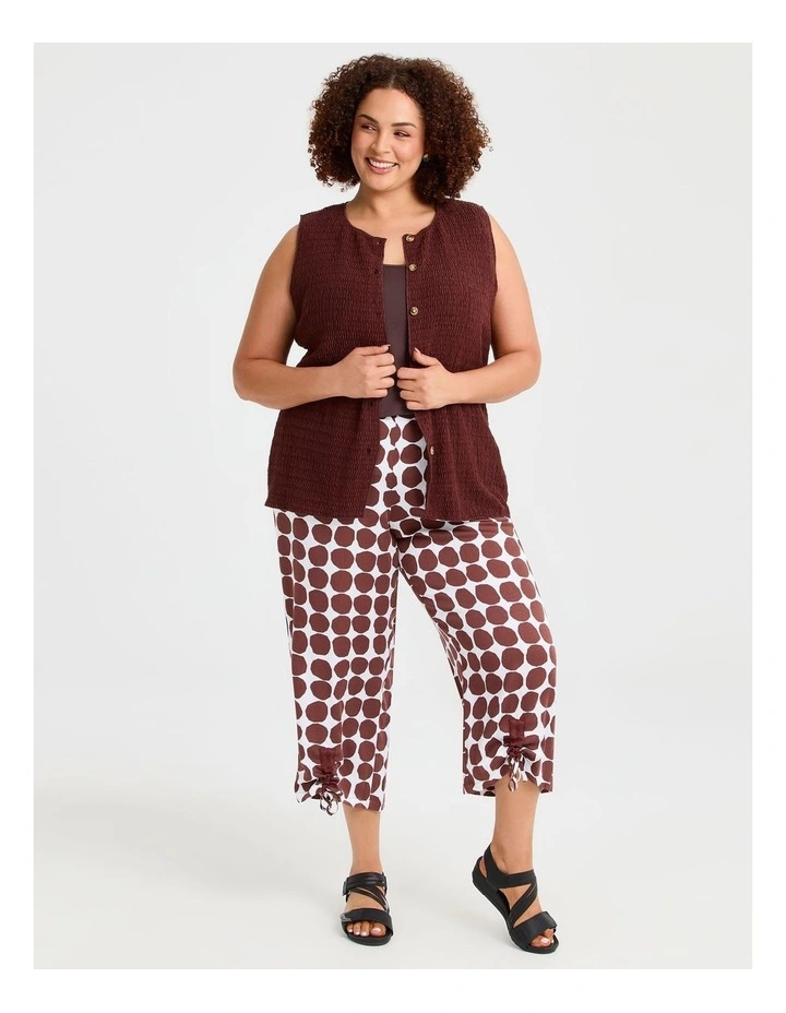 Textured Button Through Top in Dark Russet image 3