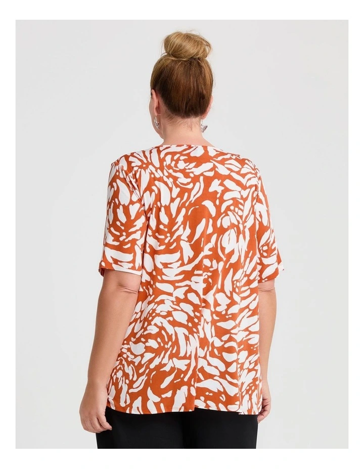 Piia Button Detail Top White/rust image 2