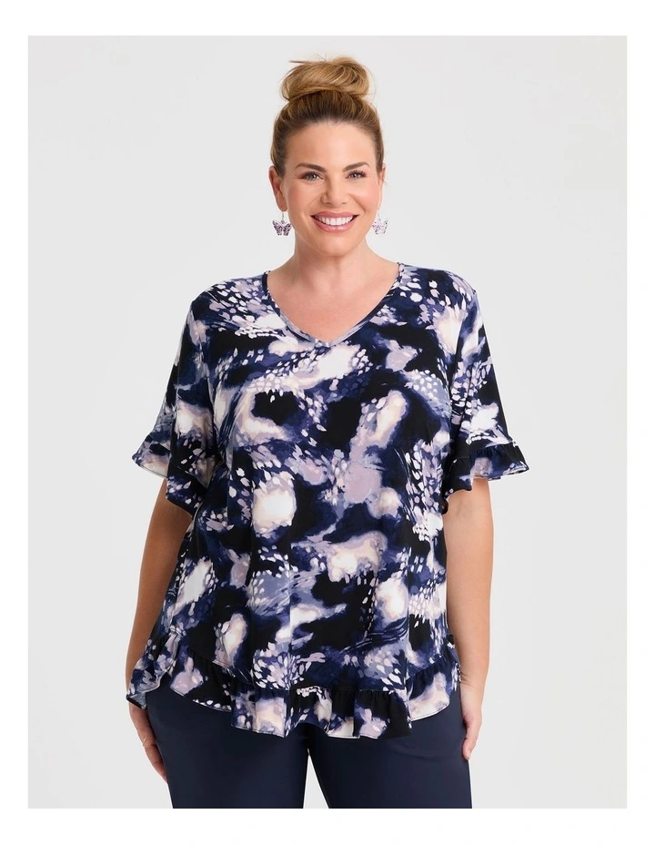 Salsa V-neck Top Black/blue Print image 1