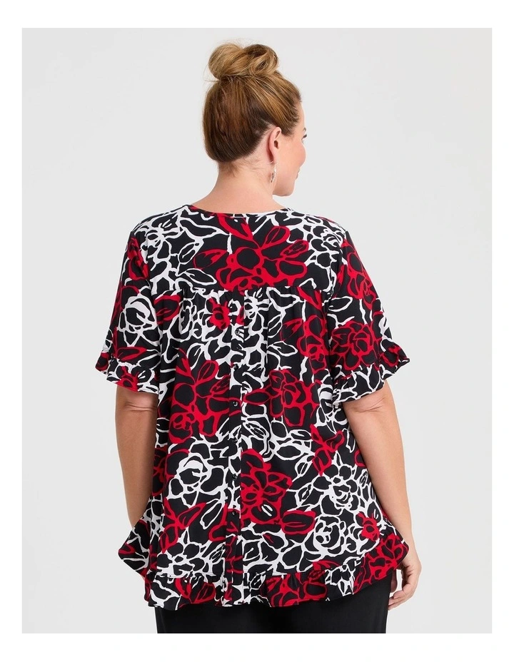 Salsa V-neck Top Black/red Floral image 2