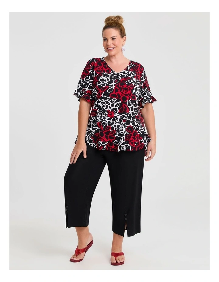 Salsa V-neck Top Black/red Floral image 3