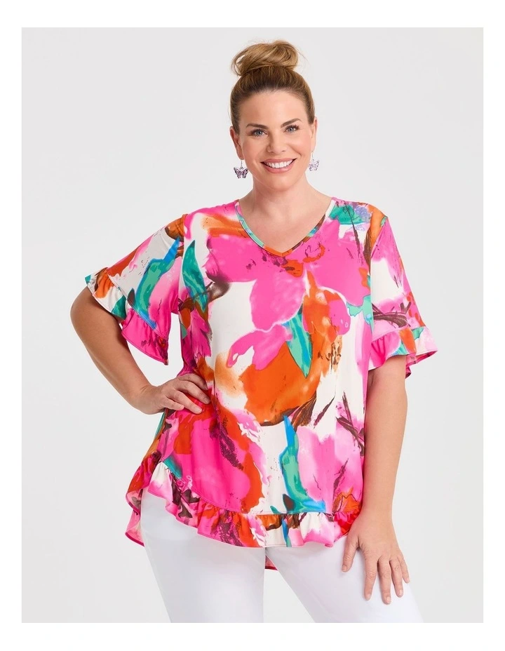 Salsa V-neck Top Pink Print image 1