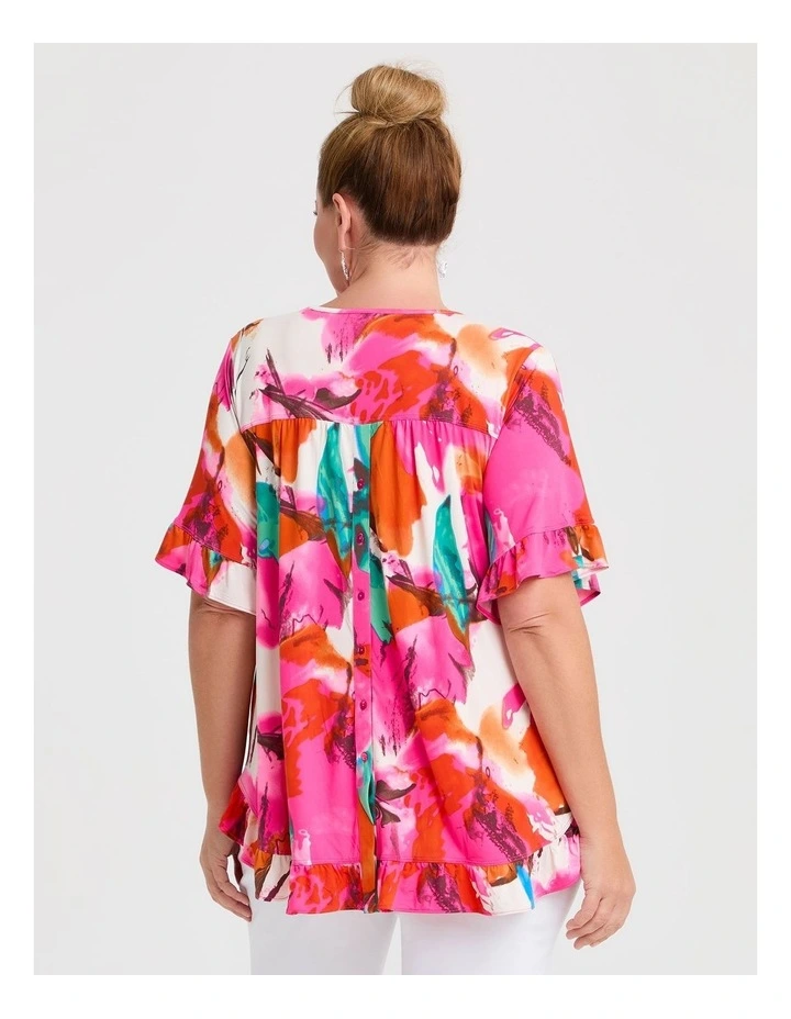 Salsa V-neck Top Pink Print image 2