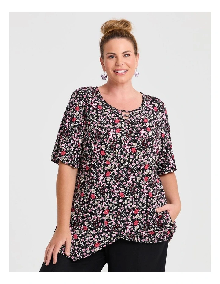 Panel Detail Crushed Top Black Floral image 1