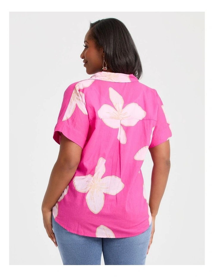 Cotton Collared Flower Top Pink Flambe image 2