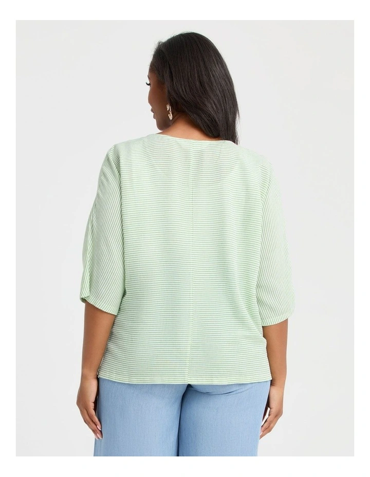 Natural Relaxed Fine Stripe Top Zephyr in Green/White image 2