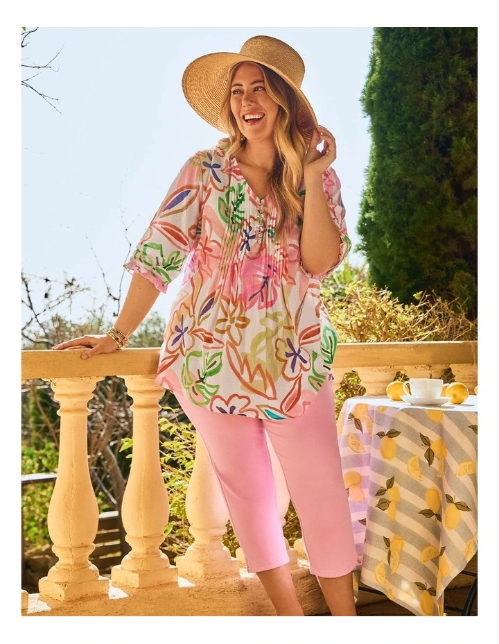 Cotton Soft Bloom Pintuck Top Print image 3