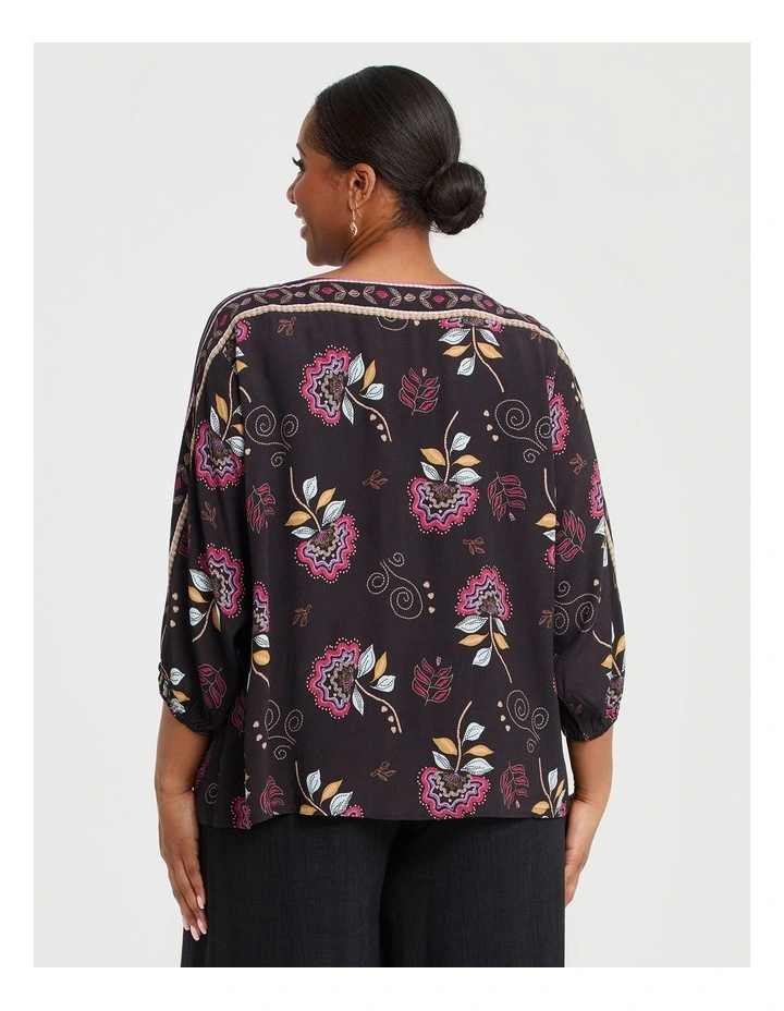 Natural Blooms Boat Neck Top in Print image 2