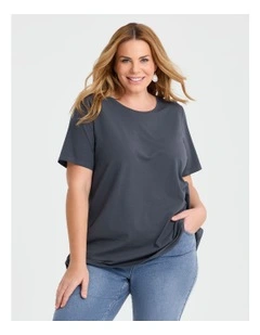 Australian Cotton Crew Neck T-shirt in Graphite
