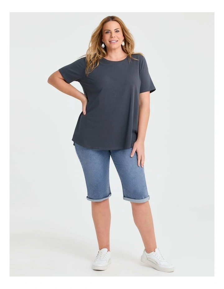 Australian Cotton Crew Neck T-shirt in Graphite image 3