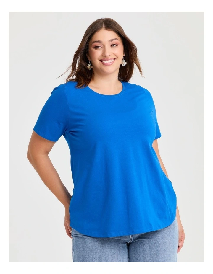 Australian Cotton Crew Neck T-shirt in Ibiza Blue image 1