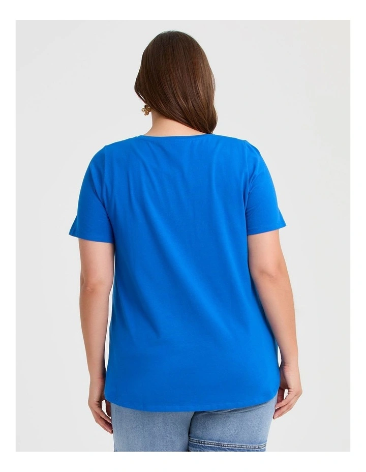 Australian Cotton Crew Neck T-shirt in Ibiza Blue image 2