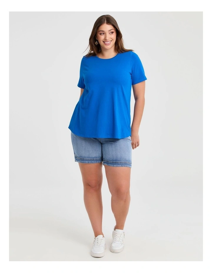 Australian Cotton Crew Neck T-shirt in Ibiza Blue image 4