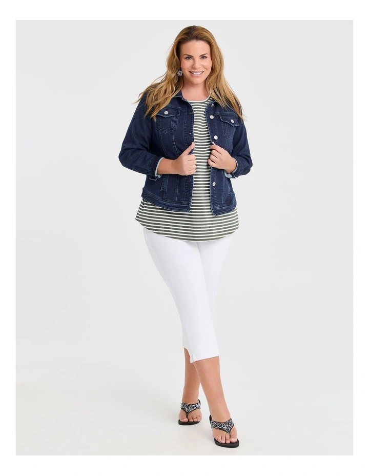 Australian Cotton Stripe T-shirt in Willow Green/White image 4