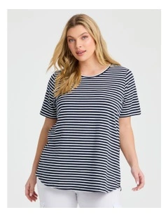 Australian Cotton Stripe T-shirt Navy/White