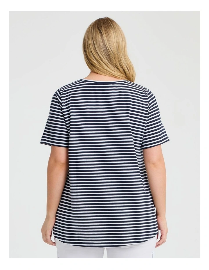 Australian Cotton Stripe T-shirt Navy/White image 2