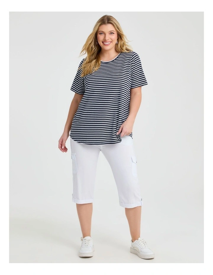 Australian Cotton Stripe T-shirt Navy/White image 3