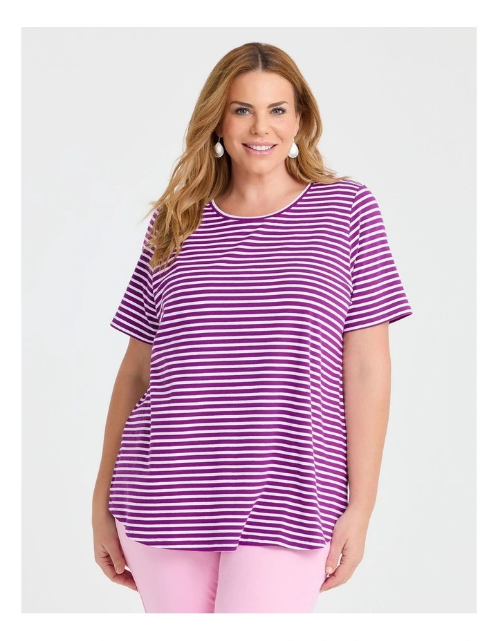 Australian Cotton Stripe T-shirt in Multi image 1