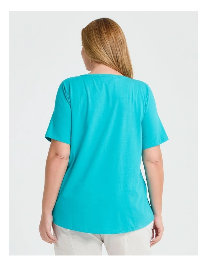 Organic Cotton V-neck T-shirt in Aqua image 2