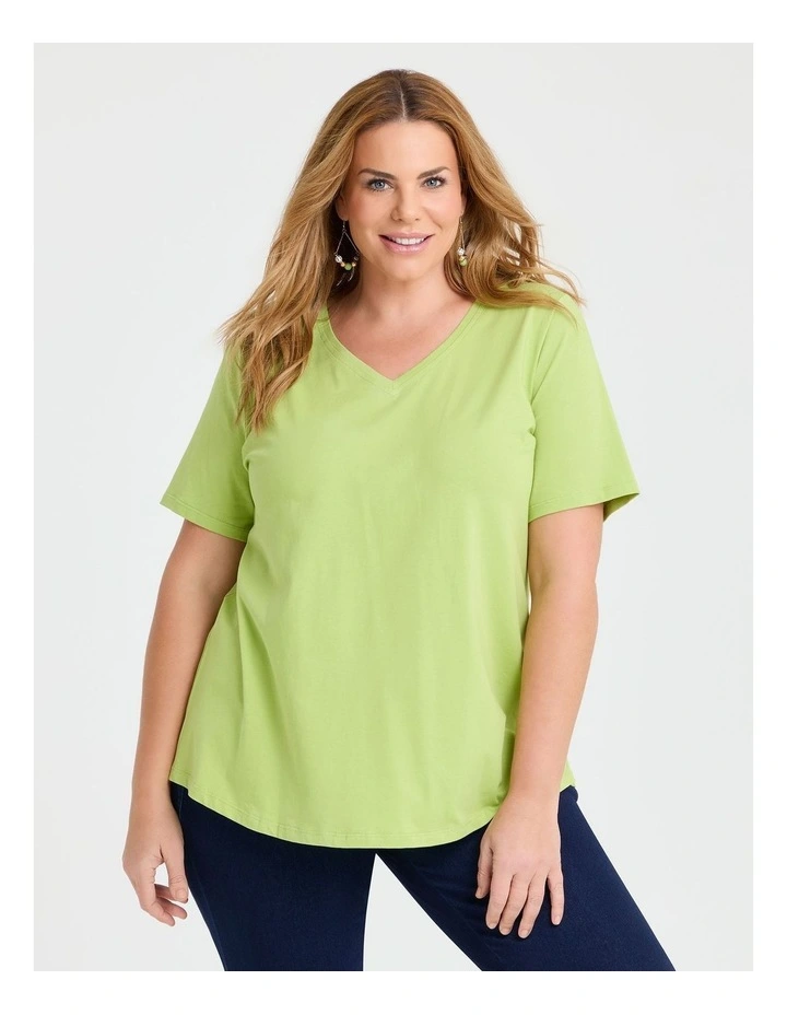 Organic Cotton V-neck T-shirt in Green Glow image 1