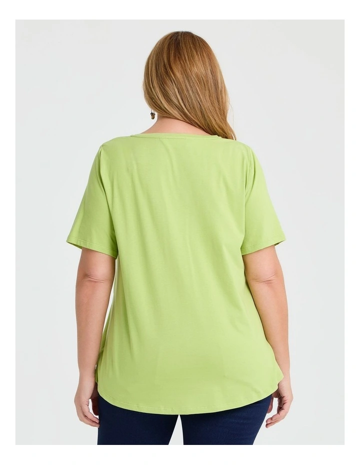 Organic Cotton V-neck T-shirt in Green Glow image 2