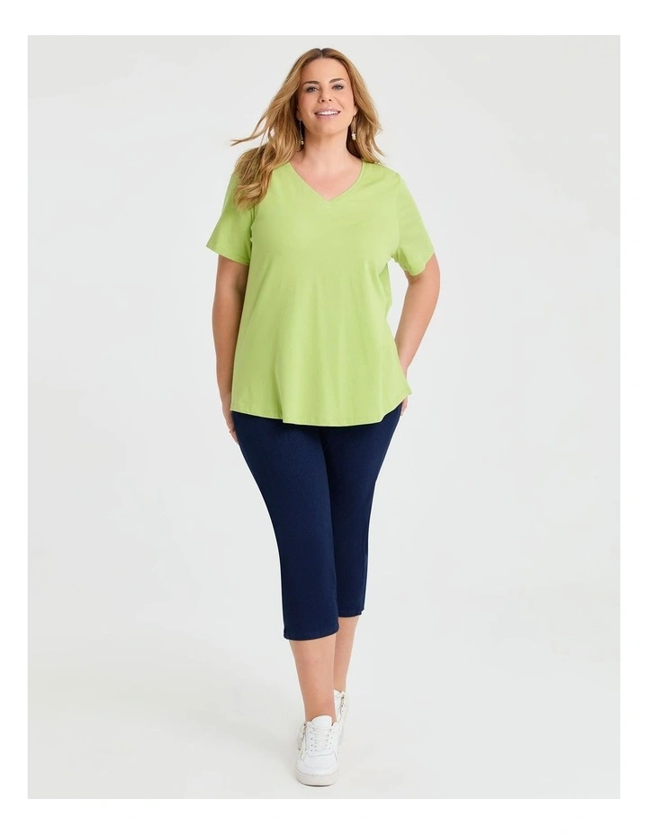 Organic Cotton V-neck T-shirt in Green Glow image 3