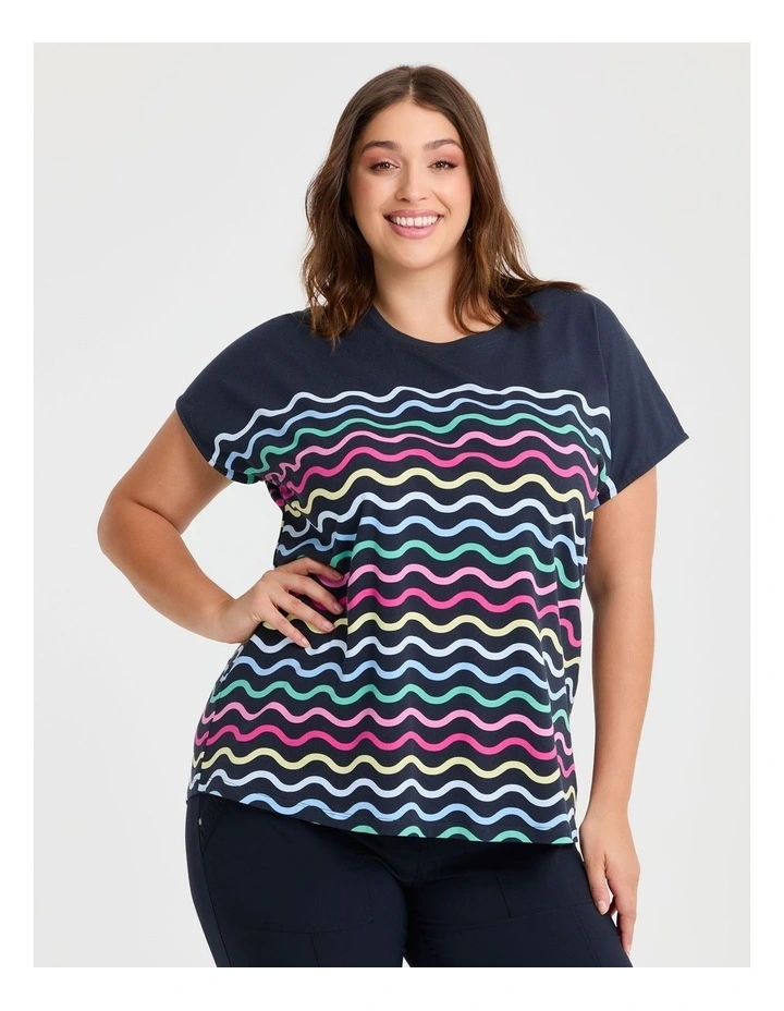 Cotton Waves Stripe Top in Navy/Multi image 1