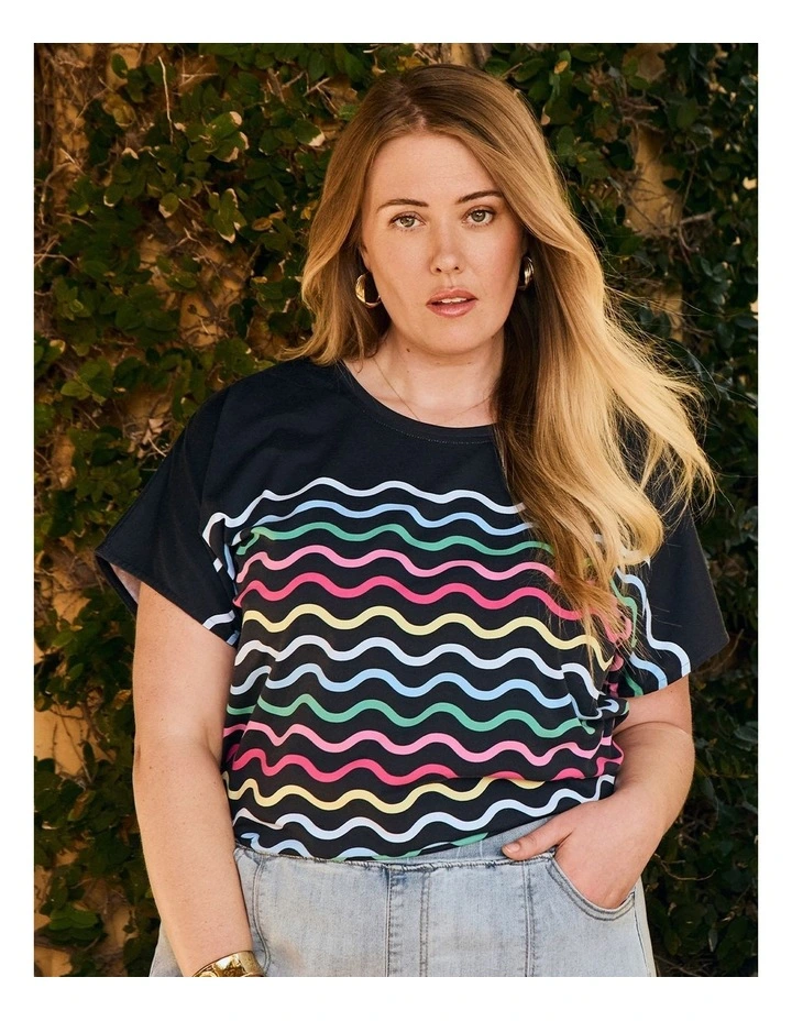 Cotton Waves Stripe Top in Navy/Multi image 3